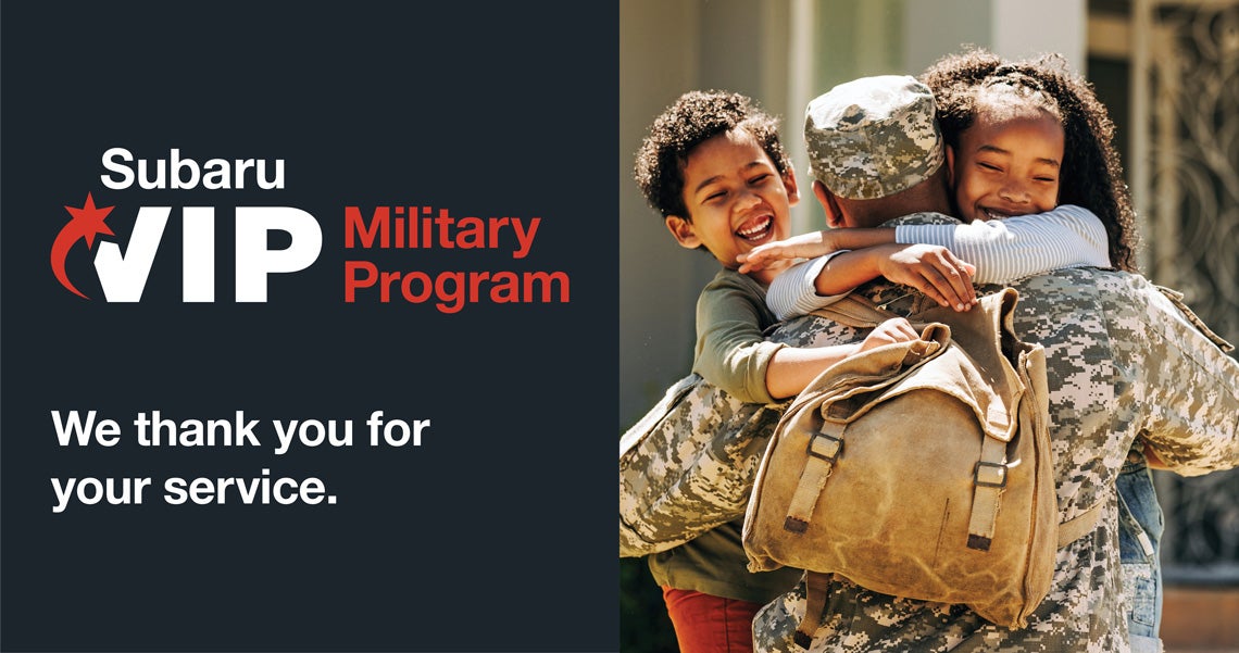 Military Discount Retailer Website Header. Subaru SALUTES Your Service!